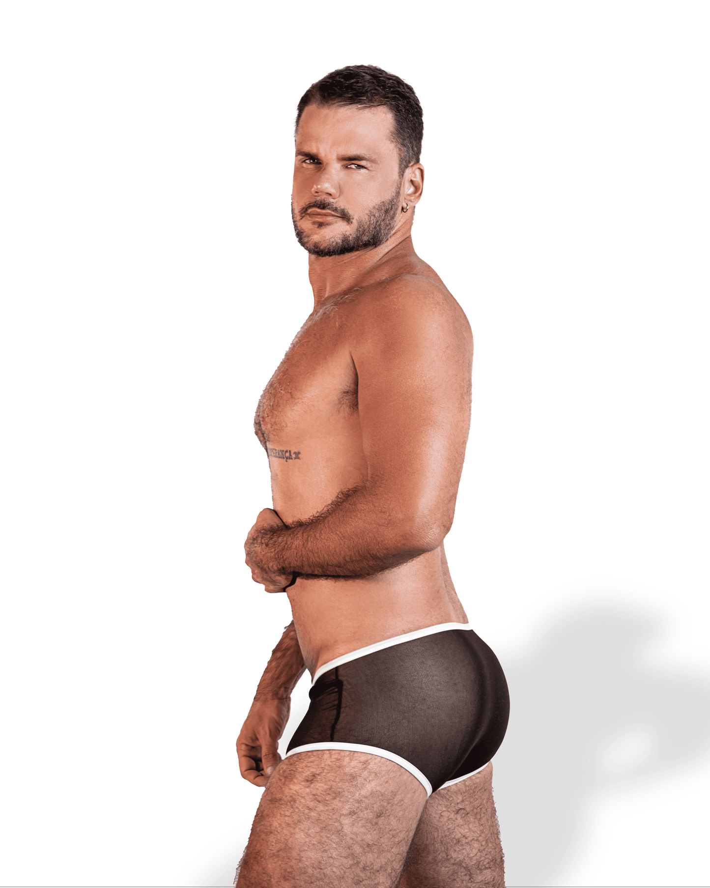 CUECA OBSESSED ALL TULLE WHITE AND BLACK