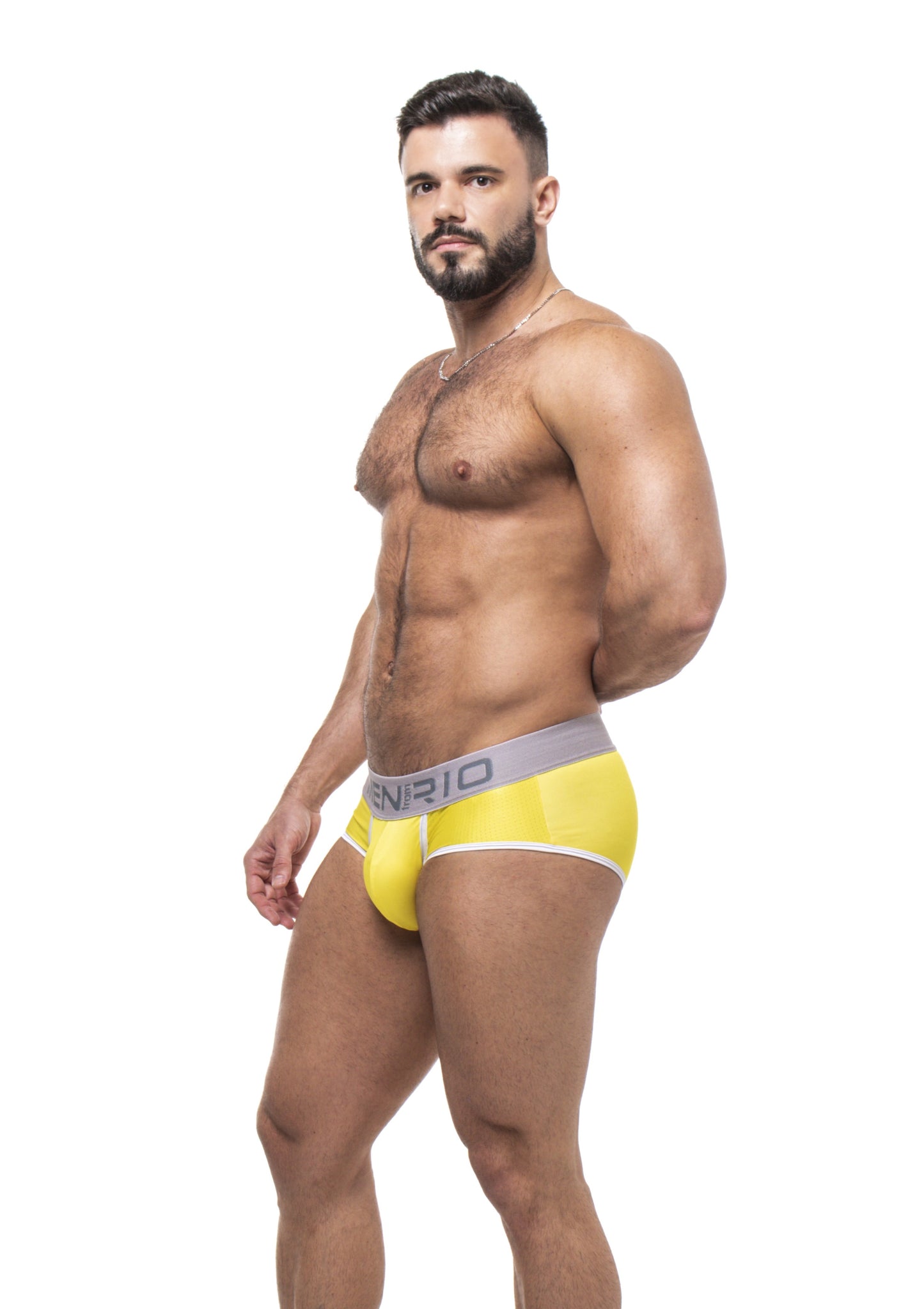 CUECA AFFAIR CLUB 5CM AMARELO E CINZA