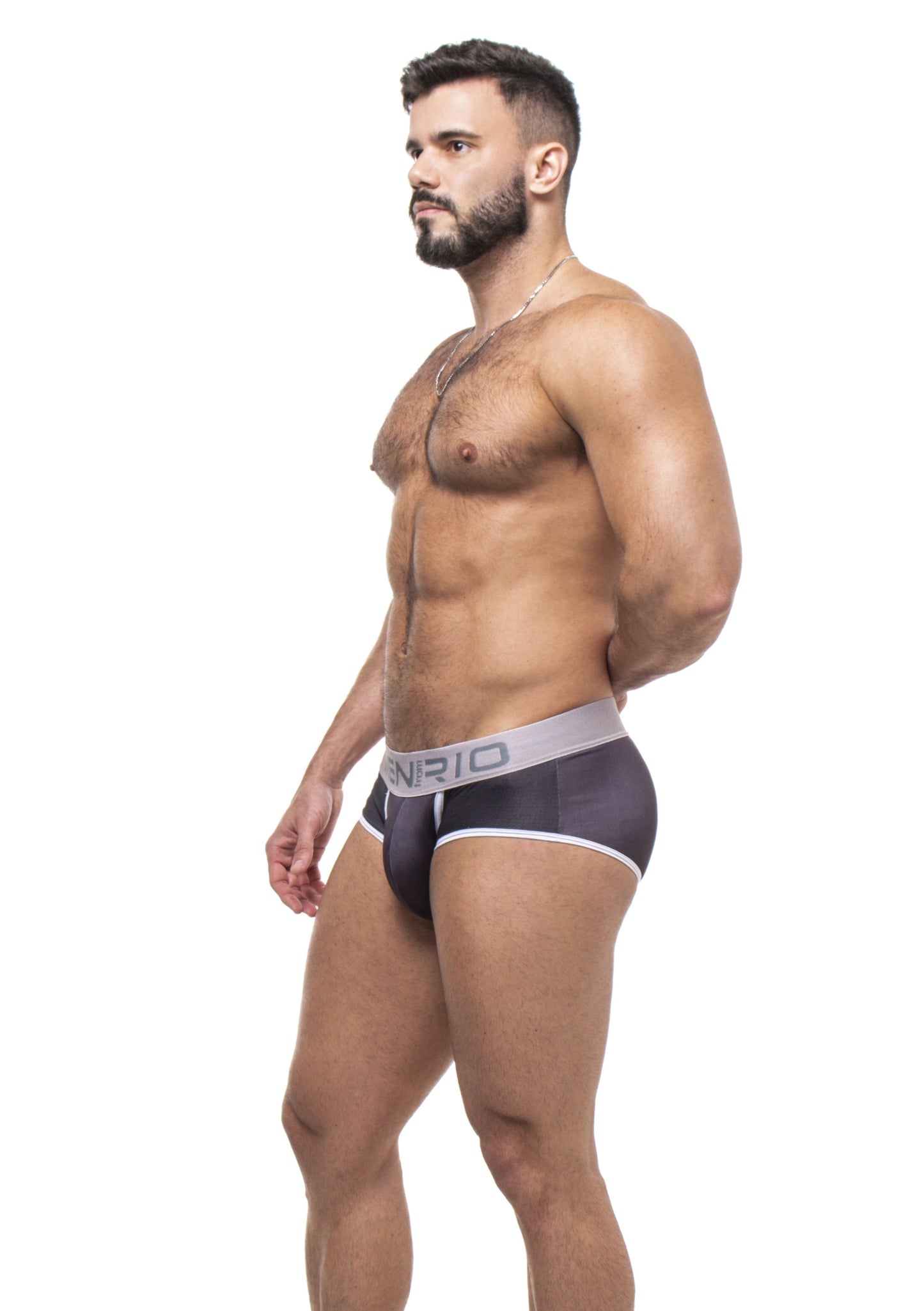 CUECA  AFFAIR CLUB 5CM PRETO E CINZA