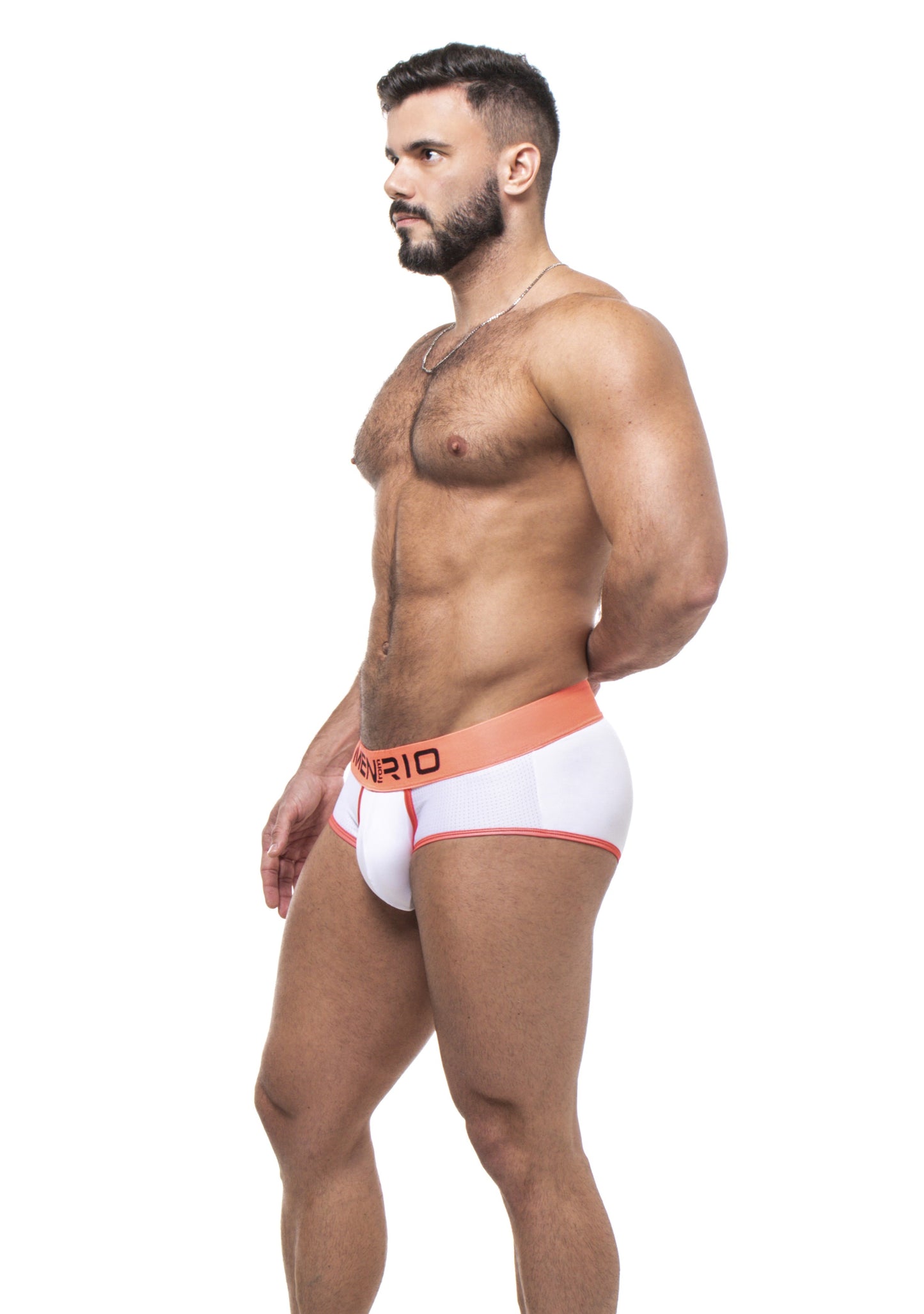 CUECA AFFAIR CLUB 5CM BRANCO E LARANJA