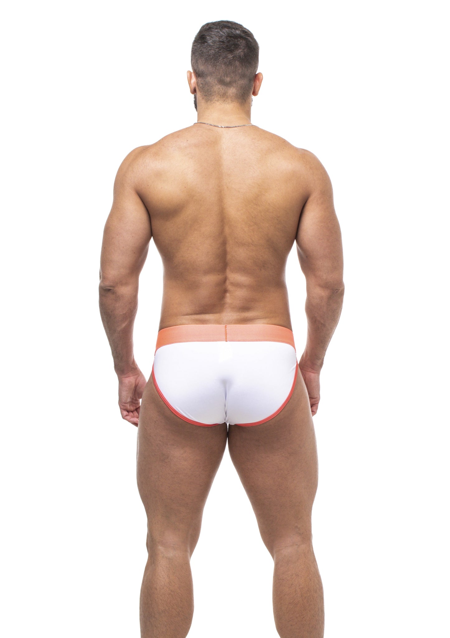 CUECA SEXY UNDIES 5CM BRANCO E LARANJA