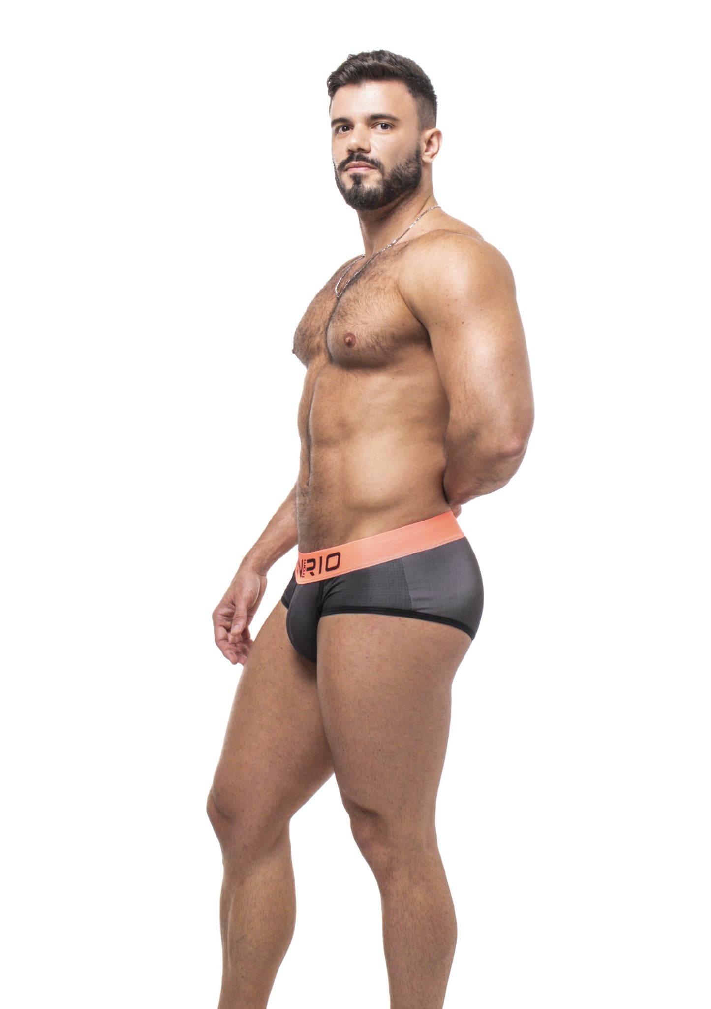 CUECA AFFAIR CLUB 5CM PRETO E LARANJA