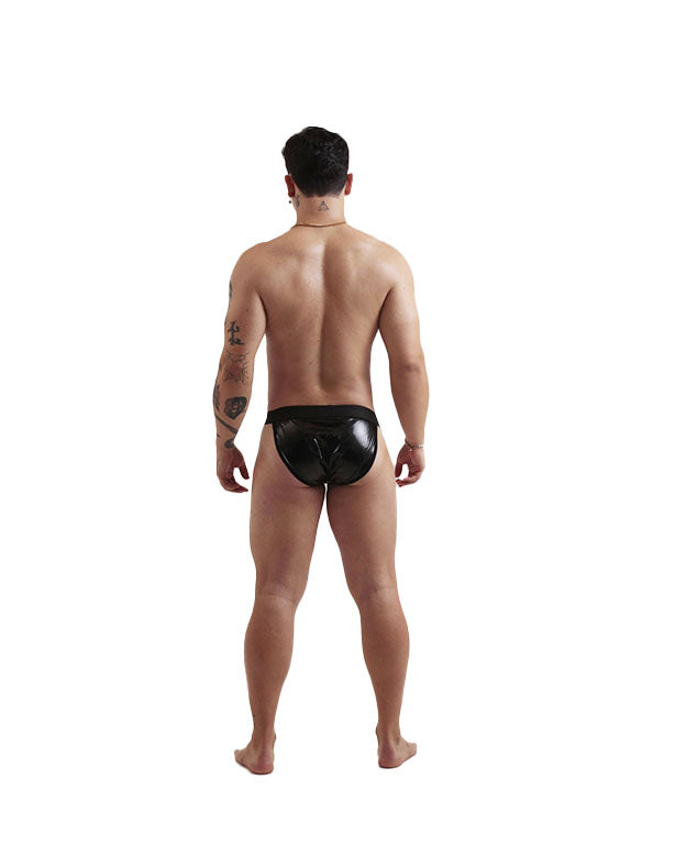 CUECA SEXY UNDIES BLACK GLOW LEATHER