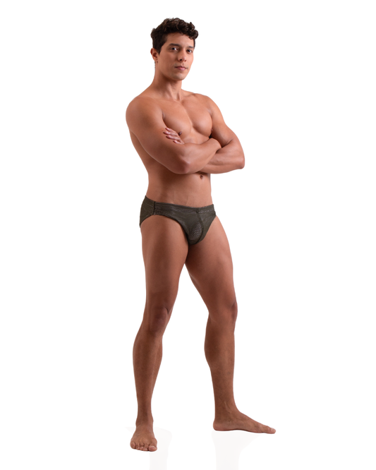 Sunga Mesh Búzios Slip Green Army