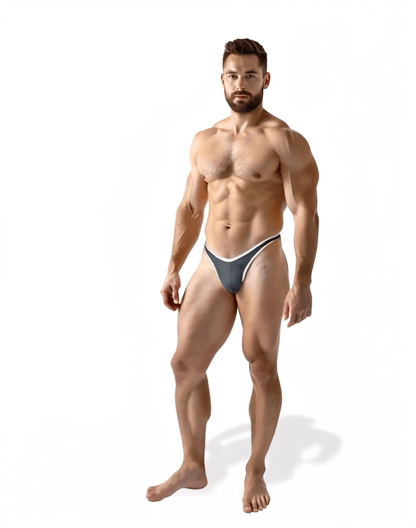 Sunga/Cueca Preto com Cinza Hybrid Thong