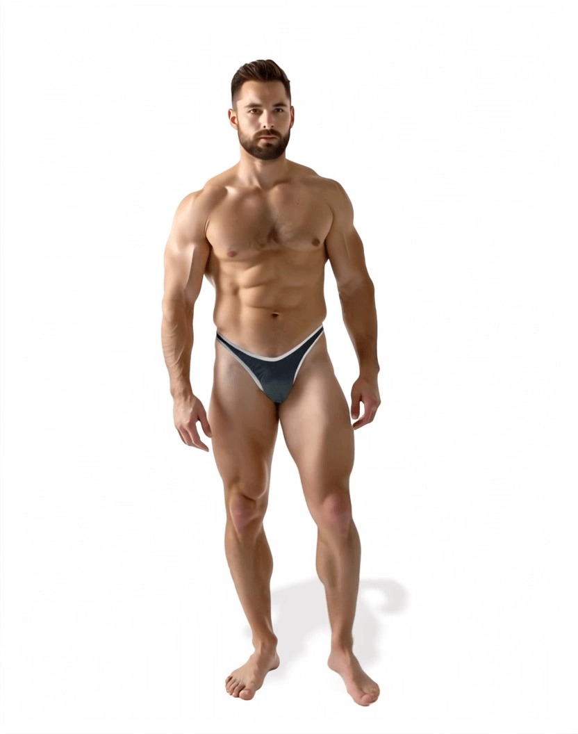 Sunga/Cueca Preto com Cinza Hybrid Thong