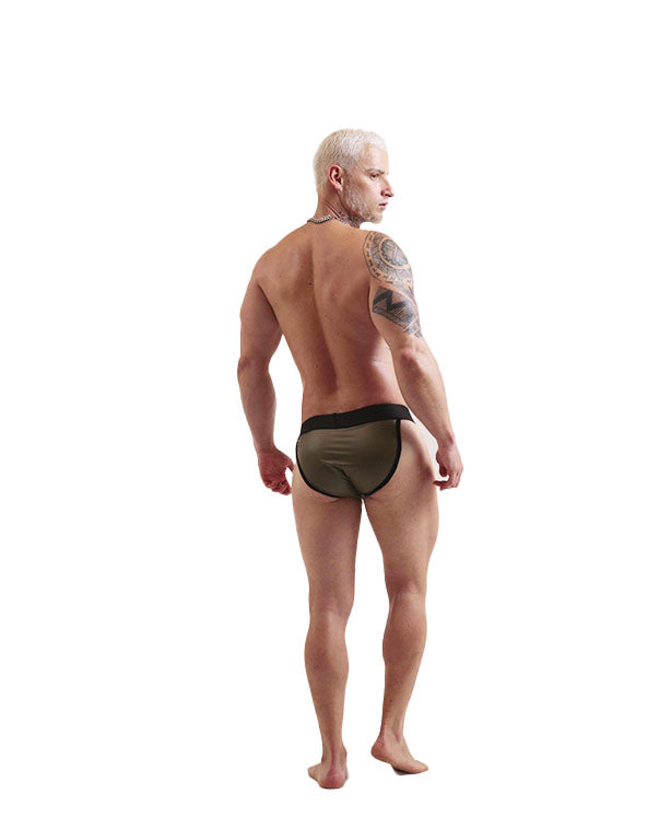 CUECA SEXY UNDIES GREEN ARMY LEATHER