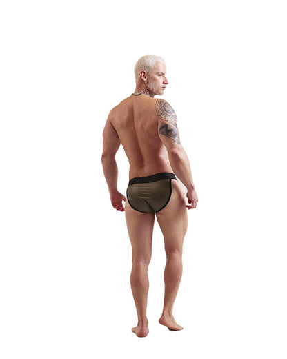 CUECA SEXY UNDIES GREEN ARMY LEATHER