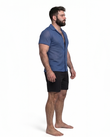 CAMISA RESORT MESH BÚZIOS Deep Blue